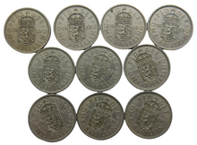 Load image into Gallery viewer, Bulk Lot of 10 x 1953 Queen Elizabeth II (Scottish) Shilling Coins
