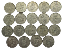 Load image into Gallery viewer, Bulk Lot of 19 x 1955 Queen Elizabeth II (English ) Shilling Coins
