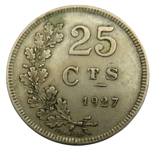 1927 Luxembourg 25 Centimes Coin