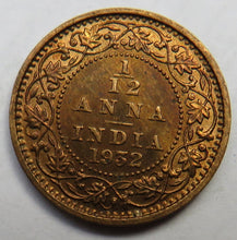 Load image into Gallery viewer, 1932 King George V India 1/12 Anna Coin In High Grade
