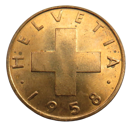 1958 Switzerland 2 Rappen Coin Unc