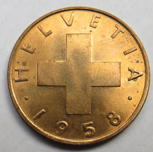 Load image into Gallery viewer, 1958 Switzerland 2 Rappen Coin Unc
