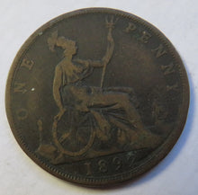 Load image into Gallery viewer, 1892 Queen Victoria Bun Head One Penny Coin - Great Britain
