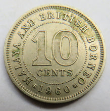 Load image into Gallery viewer, 1960 Queen Elizabeth II Malaya &amp; British Borneo 10 Cents Coin
