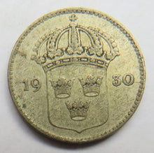 Load image into Gallery viewer, 1930 Sweden Silver 10 Ore Coin
