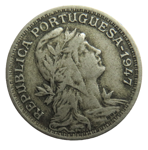 1947 Portugal 50 Centavos Coin