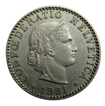 Load image into Gallery viewer, 1931 Switzerland 20 Rappen Coin
