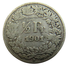 Load image into Gallery viewer, 1901 Switzerland Silver 1/2 Franc Coin Key Date
