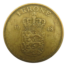 Load image into Gallery viewer, 1948 Denmark One Krone Coin
