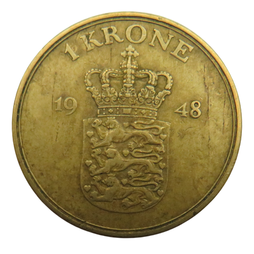 1948 Denmark One Krone Coin