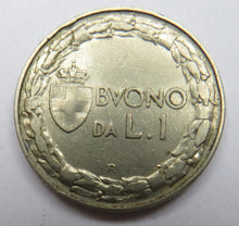 Load image into Gallery viewer, 1922 Italy One Lira Coin
