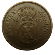 Load image into Gallery viewer, 1940 Iceland 5 Aurar Coin
