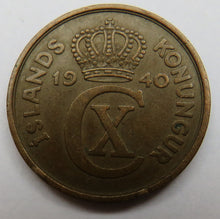 Load image into Gallery viewer, 1940 Iceland 5 Aurar Coin
