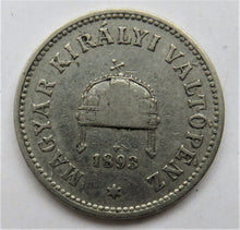 Load image into Gallery viewer, 1893 Hungary 10 Filler Coin
