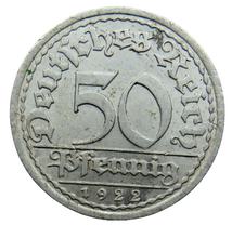 Load image into Gallery viewer, 1922-A Germany - Weimar Republic 50 Pfennig Coin
