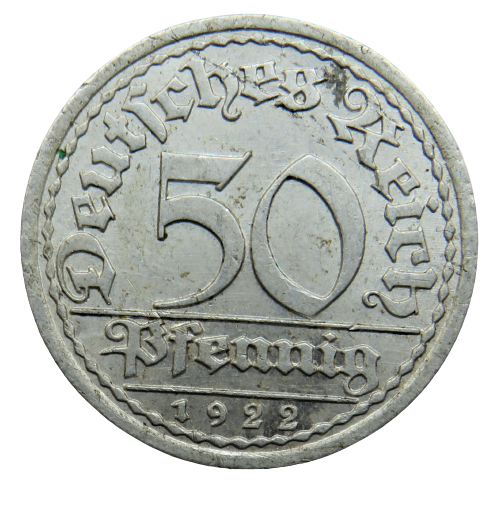 1922-A Germany - Weimar Republic 50 Pfennig Coin