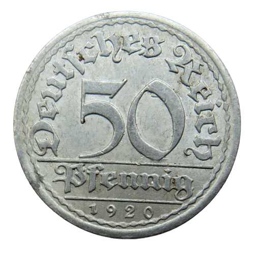 1920-A Germany Weimar Republic 50 Pfennig Coin