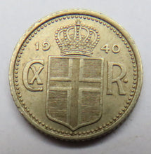 Load image into Gallery viewer, 1940 Iceland 10 Aurar Coin
