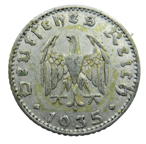 1935-J Germany 50 Reichspfennig Coin