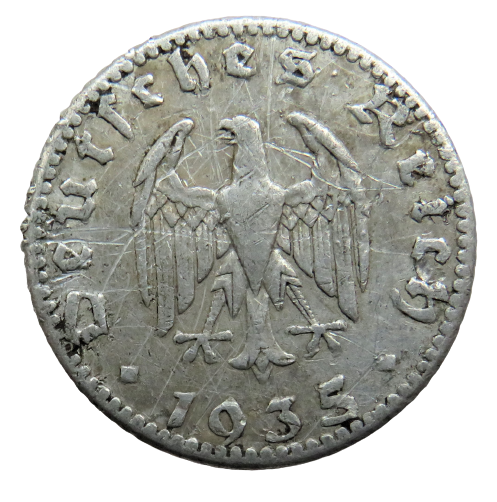 1935-J Germany 50 Reichspfennig Coin