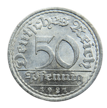 Load image into Gallery viewer, 1921-A Germany - Weimar Republic 50 Pfennig Coin
