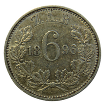 Load image into Gallery viewer, 1896 South Africa Silver Sixpence Coin
