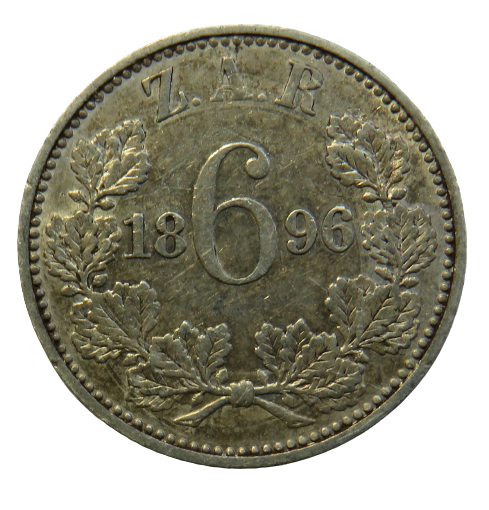 1896 South Africa Silver Sixpence Coin