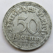 Load image into Gallery viewer, 1921-J Germany - Weimar Republic 50 Pfennig Coin
