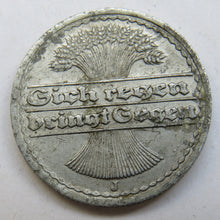 Load image into Gallery viewer, 1921-J Germany - Weimar Republic 50 Pfennig Coin
