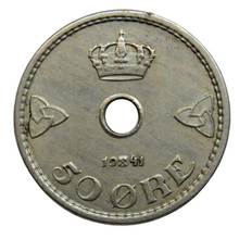 Load image into Gallery viewer, 1941 Norway 50 Ore Coin
