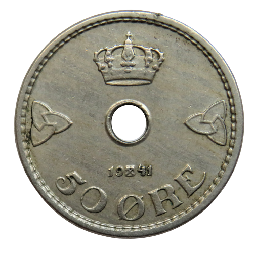 1941 Norway 50 Ore Coin