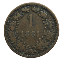 Load image into Gallery viewer, 1881 Austria One Kreuzer Coin
