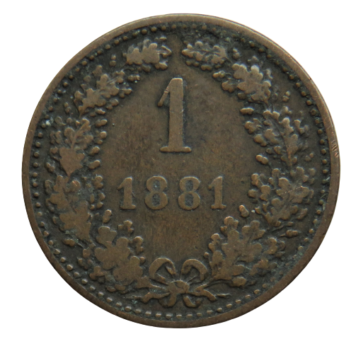 1881 Austria One Kreuzer Coin