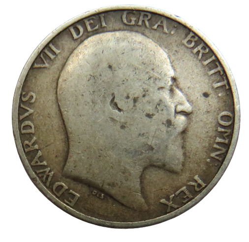 1910 King Edward VII Silver Shilling Coin - Great Britain