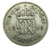 Load image into Gallery viewer, 1946 King George VI Silver Sixpence Coin - Great Britain
