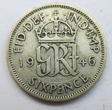 Load image into Gallery viewer, 1946 King George VI Silver Sixpence Coin - Great Britain
