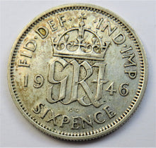 Load image into Gallery viewer, 1946 King George VI Silver Sixpence Coin - Great Britain
