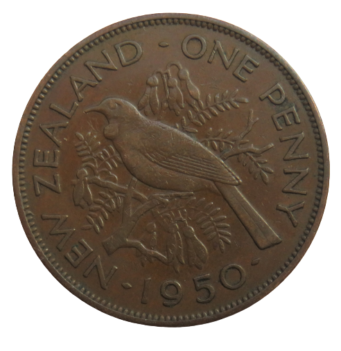 1950 King George VI New Zealand One Penny Coin