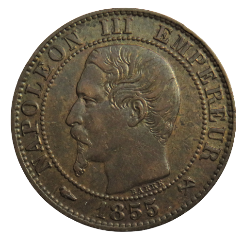 1855-B Napoleon III France 5 Centimes Coin