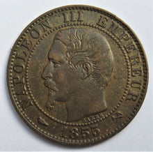 Load image into Gallery viewer, 1855-B Napoleon III France 5 Centimes Coin
