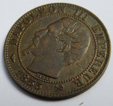 Load image into Gallery viewer, 1855-B Napoleon III France 5 Centimes Coin
