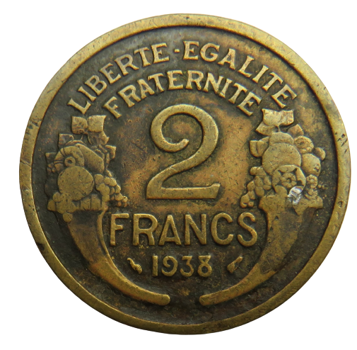 1938 France 2 Francs Coin