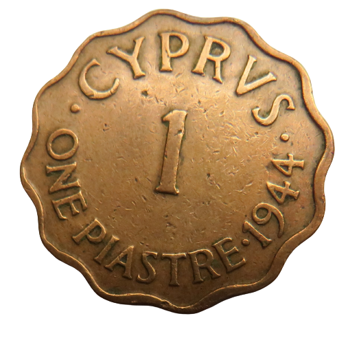 1944 King George VI Cyprus One Piastre Coin