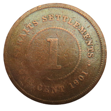 Load image into Gallery viewer, 1901 Queen Victoria Straits Settlements One Cent Coin
