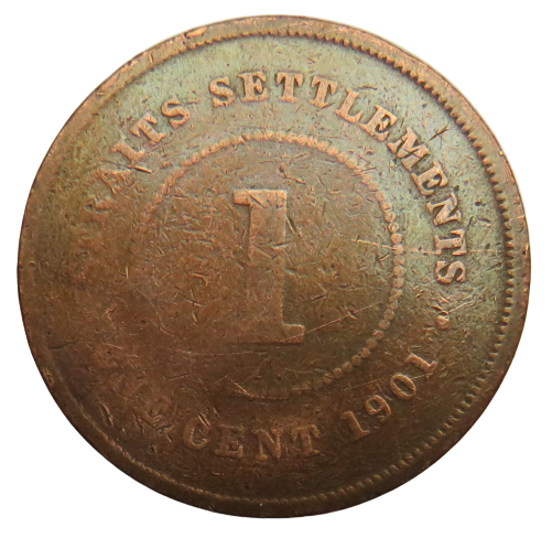 1901 Queen Victoria Straits Settlements One Cent Coin