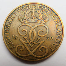 Load image into Gallery viewer, 1930 Sweden 5 Ore Coin
