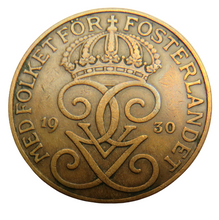 Load image into Gallery viewer, 1930 Sweden 5 Ore Coin
