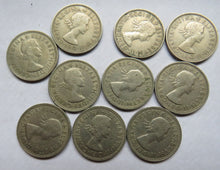 Load image into Gallery viewer, Bulk Lot of 10 x 1957 Queen Elizabeth II (English) Shilling Coins
