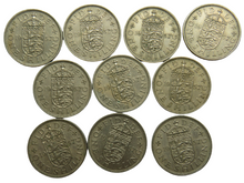 Load image into Gallery viewer, Bulk Lot of 10 x 1957 Queen Elizabeth II (English) Shilling Coins
