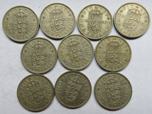 Load image into Gallery viewer, Bulk Lot of 10 x 1957 Queen Elizabeth II (English) Shilling Coins
